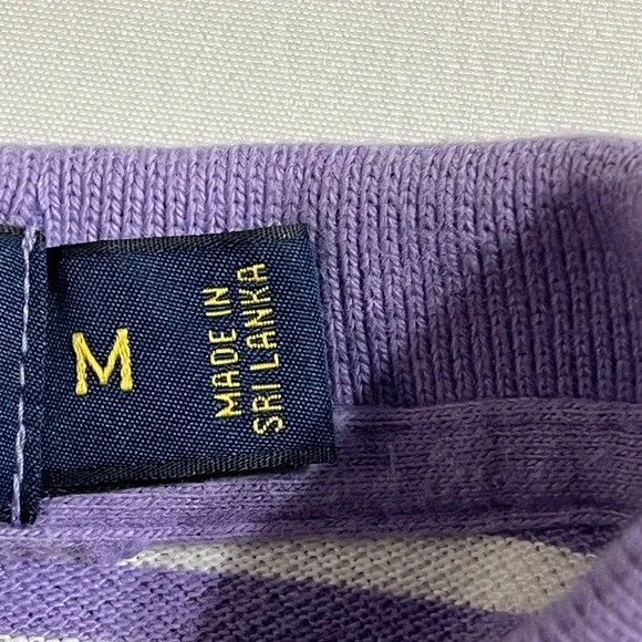 Polo Ralph Lauren Men's Polo Shirt Sz M Purple and White Striped Good Golf - Picture 9 of 11